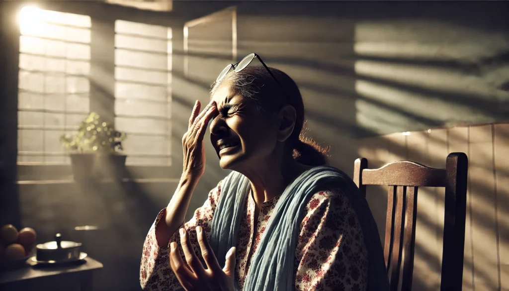 Indian woman photophobia